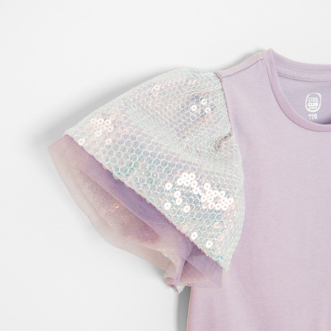 Блуза с къс ръкав, цвят: Виолетов