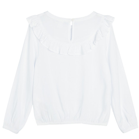 Блуза с дълъг ръкав, цвят: Бял