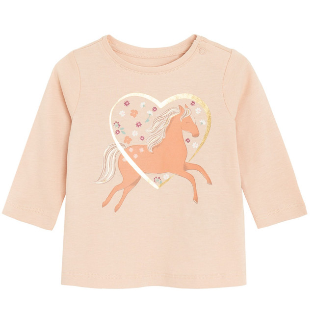 Тениска с дълъг ръкав, цвят: Бежов