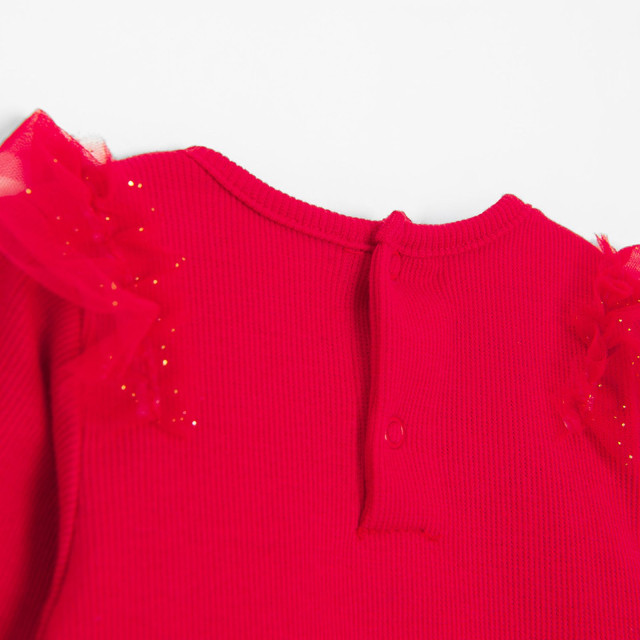 Боди с дълъг ръкав, цвят: Червен