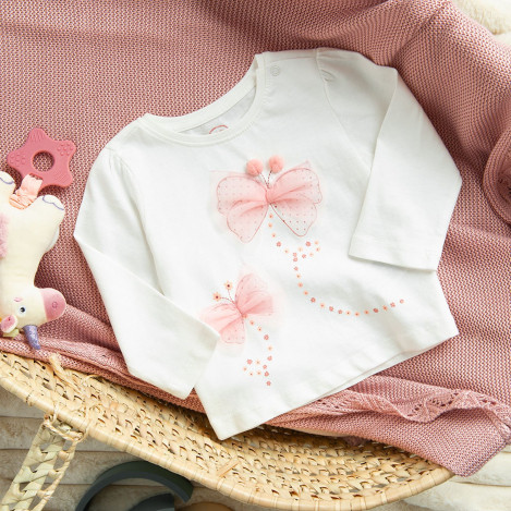 Блуза с дълъг ръкав, цвят: Бял