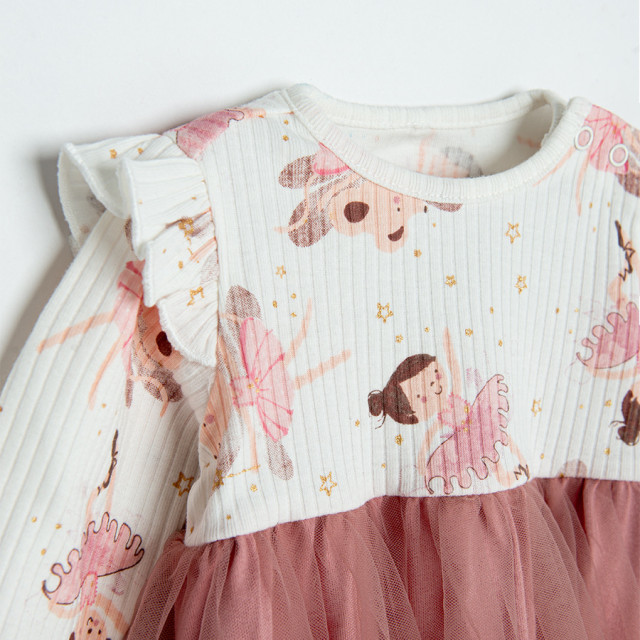 Рокля с дълъг ръкав, цвят: Кремав