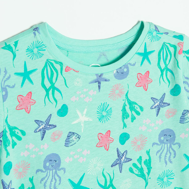 Рокля с къс ръкав, цвят: Тюркоазен