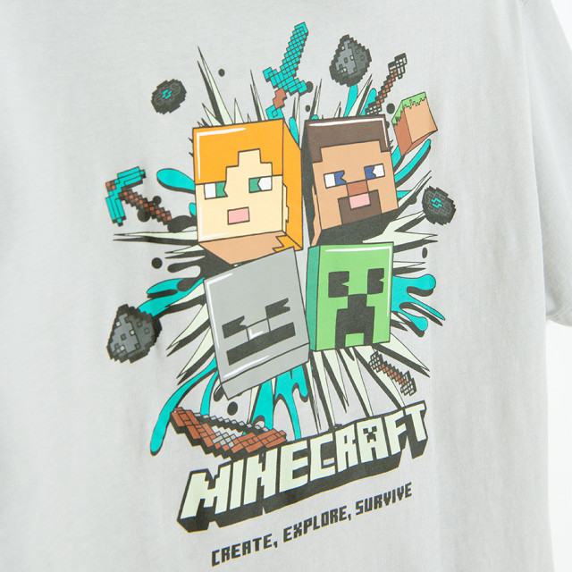 Тениска с къс ръкав MINECRAFT, цвят: Сив меланж