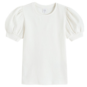 Блуза с къс ръкав, цвят: Бял