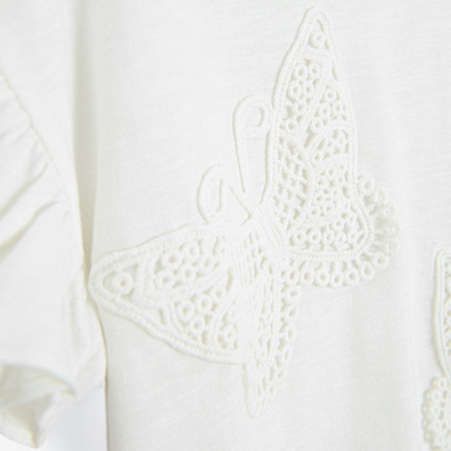 Блуза с къс ръкав, цвят: Бял