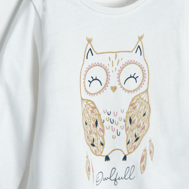 Тениска с дълъг ръкав, цвят: Кремав