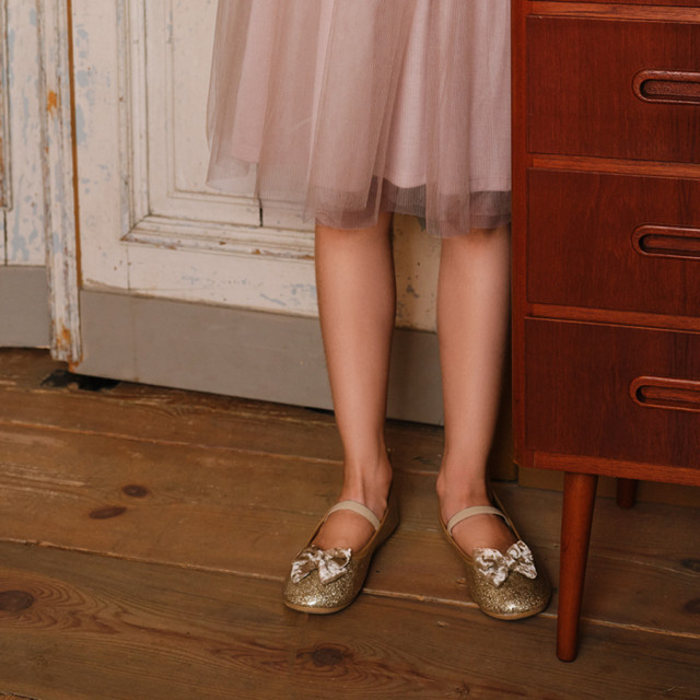 Балеринки, цвят: Златен