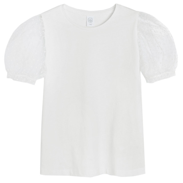 Блуза с къс ръкав, цвят: Бял