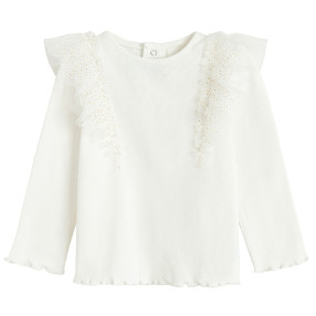 Блуза с дълъг ръкав, цвят: Бял