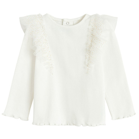 Блуза с дълъг ръкав, цвят: Бял