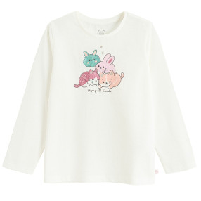 Тениска с дълъг ръкав, цвят: Бял