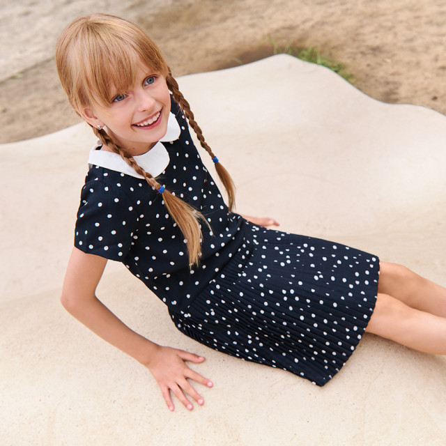 Рокля с къс ръкав, цвят: Морско син