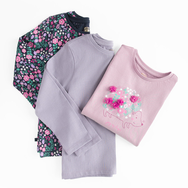 Тениска с дълъг ръкав 3бр., цвят: Микс