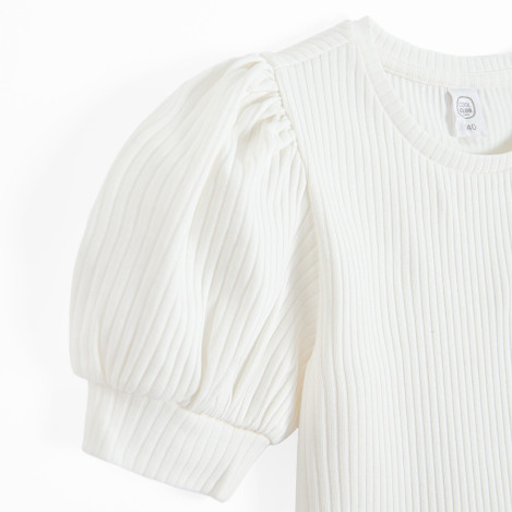 Блуза с къс ръкав, цвят: Бял