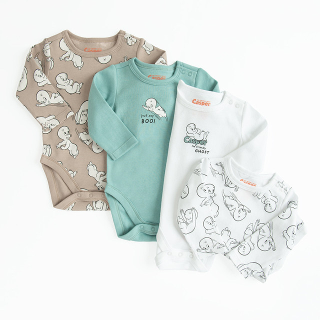 Боди с дълъг ръкав 4бр. CASPER, цвят: Микс