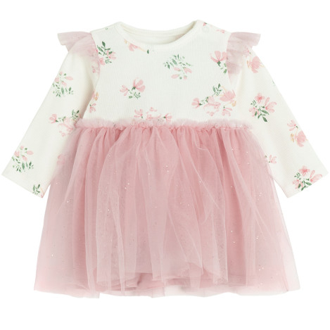 Рокля с дълъг ръкав, цвят: Кремав