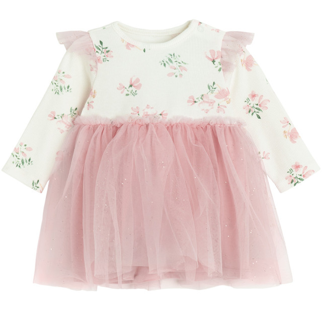 Рокля с дълъг ръкав, цвят: Кремав