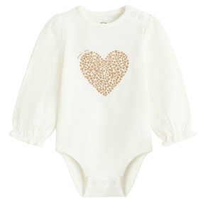 Боди с дълъг ръкав, цвят: Кремав