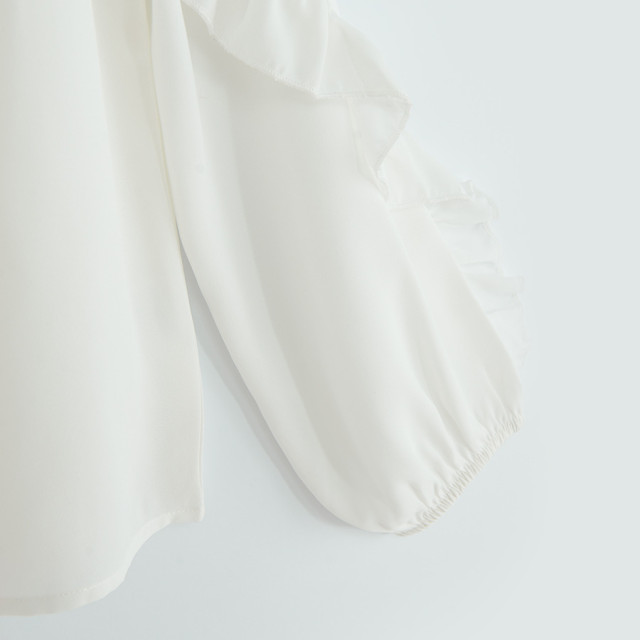 Блуза с дълъг ръкав, цвят: Бял