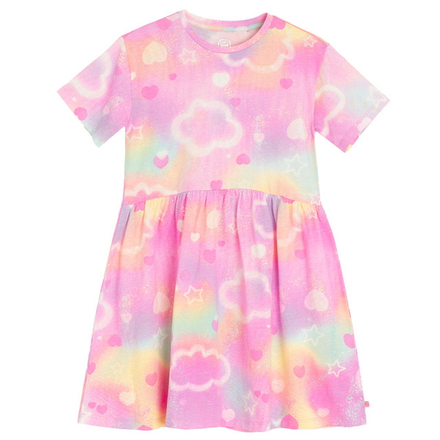 Рокля с къс ръкав, цвят: Розов