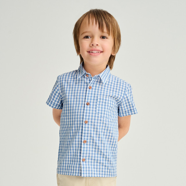 Риза с къс ръкав, цвят: Бял