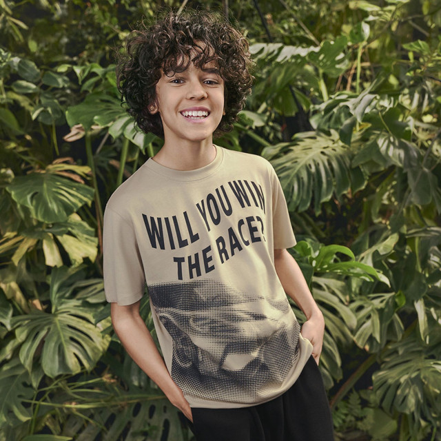 Тениска с къс ръкав, цвят: Бежов