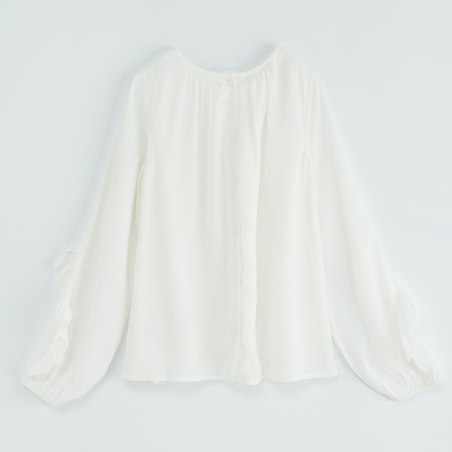 Блуза с дълъг ръкав, цвят: Бял