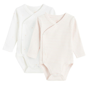 Боди с дълъг ръкав 2бр., цвят: Бял
