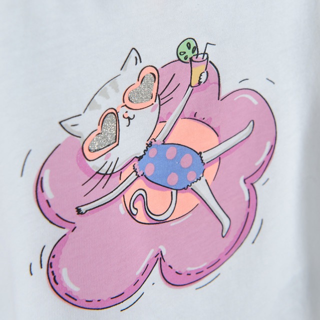 Блуза с къс ръкав, цвят: Кремав