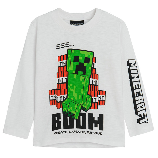 Тениска с дълъг ръкав MINECRAFT, цвят: Бял