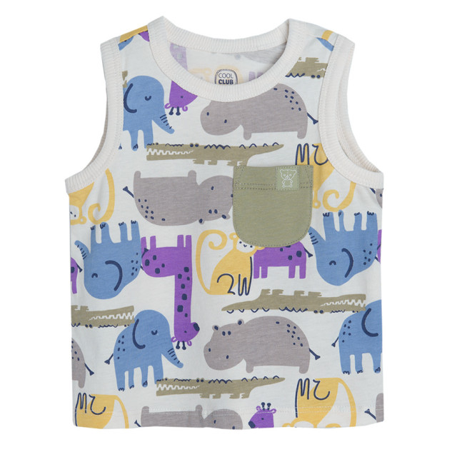 Тениска без ръкав, цвят: Кремав