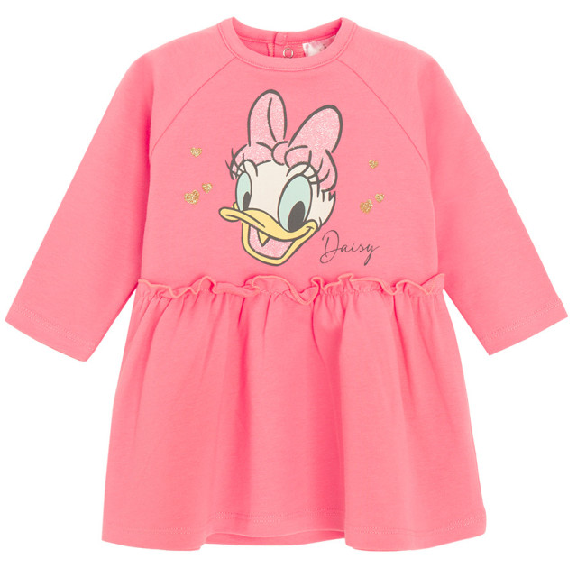 Рокля с дълъг ръкав DAISY DUCK, цвят: Коралов