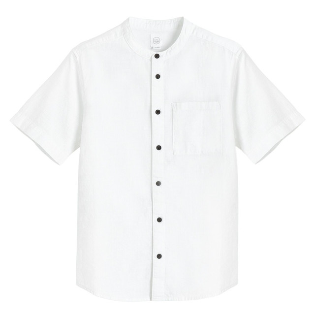 Риза с къс ръкав, цвят: Бял