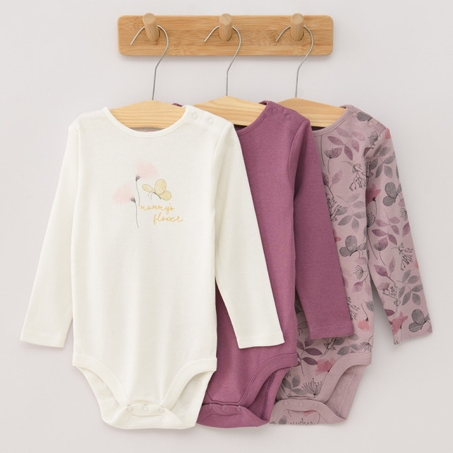 Боди с дълъг ръкав 3бр., цвят: Микс