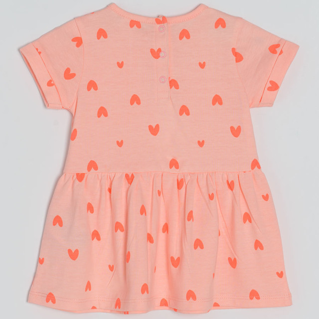 Рокля с къс ръкав, цвят: Флуоресцентен корал