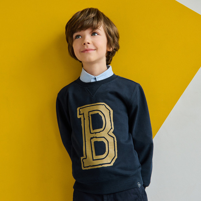 Блуза с дълъг ръкав, цвят: Морско син