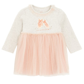 Рокля с дълъг ръкав, цвят: Бежов меланж