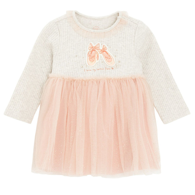 Рокля с дълъг ръкав, цвят: Бежов меланж