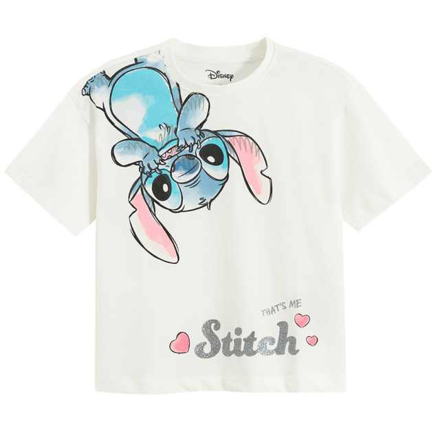 Тениска с къс ръкав LILO & STITCH, цвят: Бял