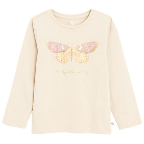 Тениска с дълъг ръкав, цвят: Бежов