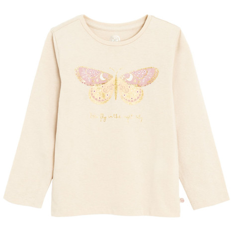 Тениска с дълъг ръкав, цвят: Бежов