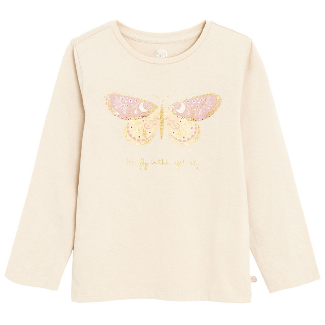 Тениска с дълъг ръкав, цвят: Бежов