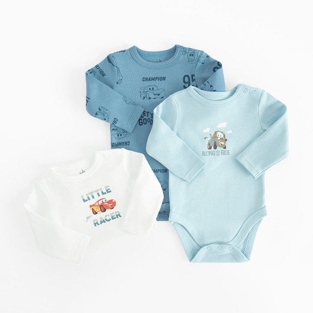 Боди с дълъг ръкав 3бр. CARS, цвят: Микс