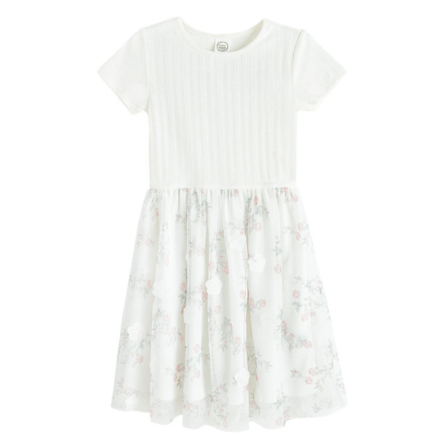 Рокля с къс ръкав, цвят: Бял