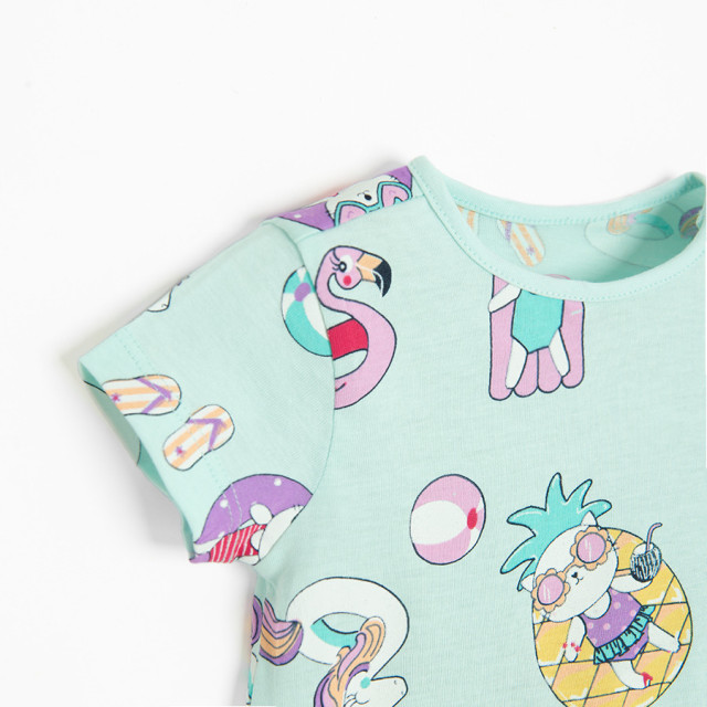 Рокля с къс ръкав, цвят: Тюркоазен