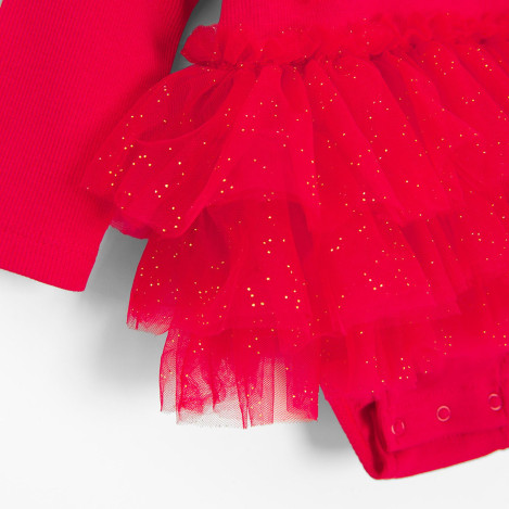 Боди с дълъг ръкав, цвят: Червен