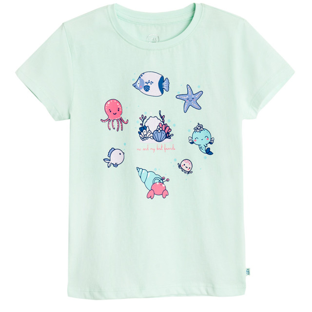 Тениска с къс ръкав, цвят: Тюркоазен