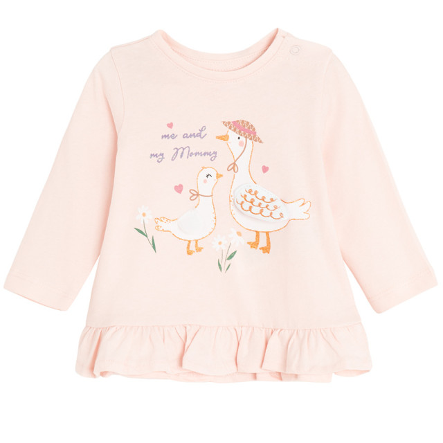 Тениска с дълъг ръкав, цвят: Светло розов