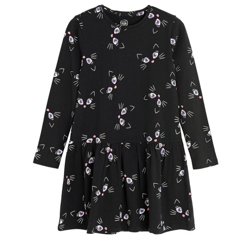 Рокля с дълъг ръкав, цвят: Черен